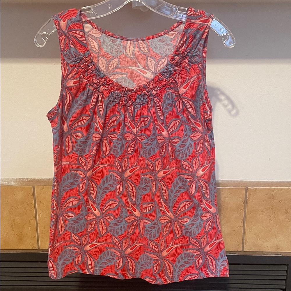 🟪 LOFT Red and Blue Patterned Tank Top (size M)